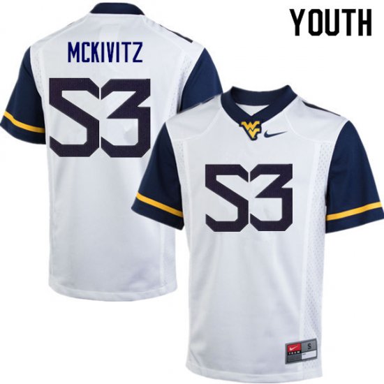 Youth West Virginia Mountaineers NCAA #53 Colten McKivitz White Authentic Nike Stitched College Football Jersey GZ15F07FP